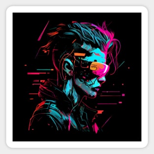 Cyber Femme Fatale - Neon Woman Shape Sticker